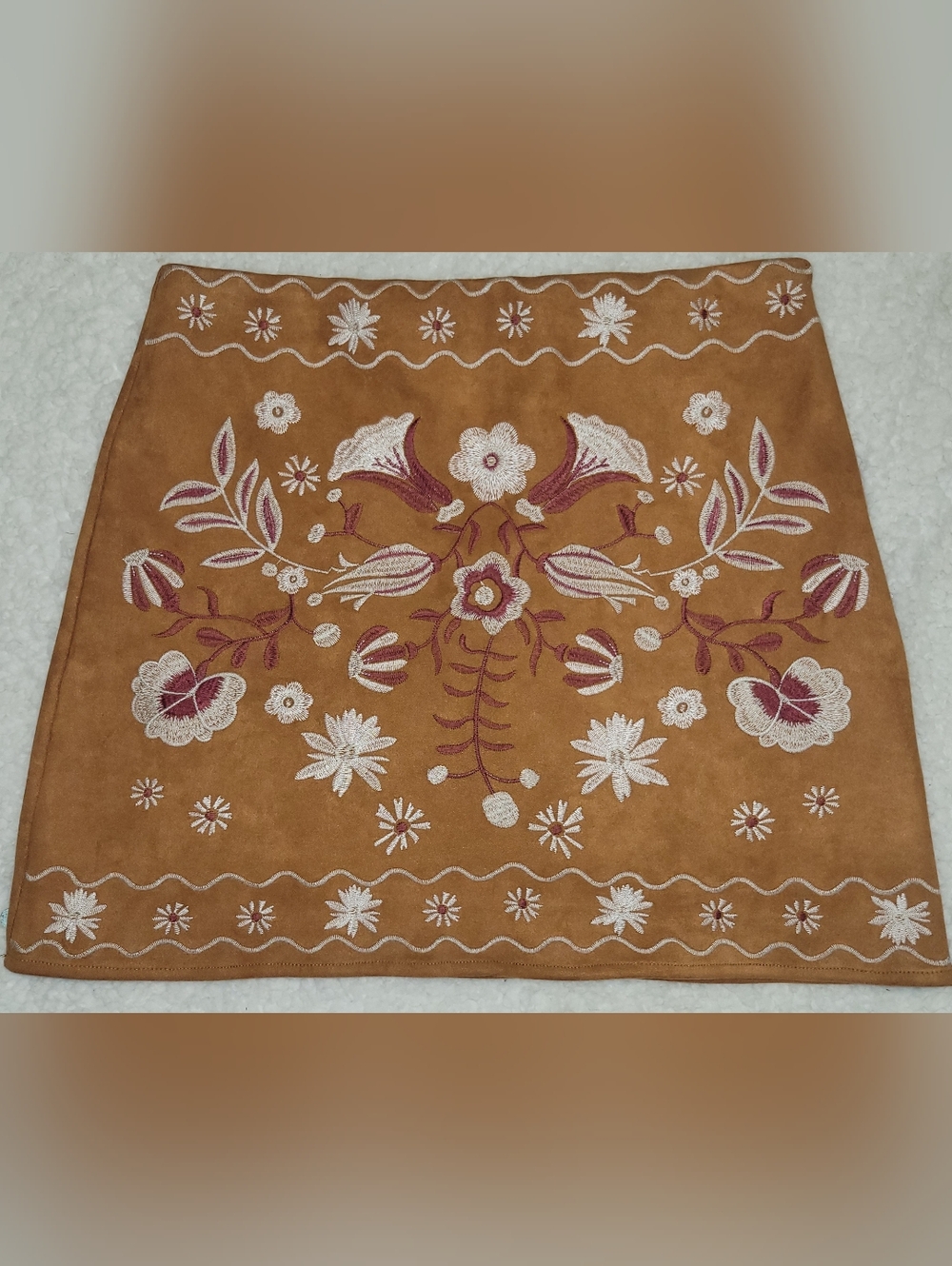 Mi Ami Embroidered Mini Skirt Womens Large  Floral Boho Western Festival Y2K